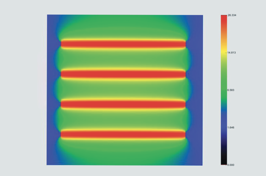 false color diagram of airflow simulation